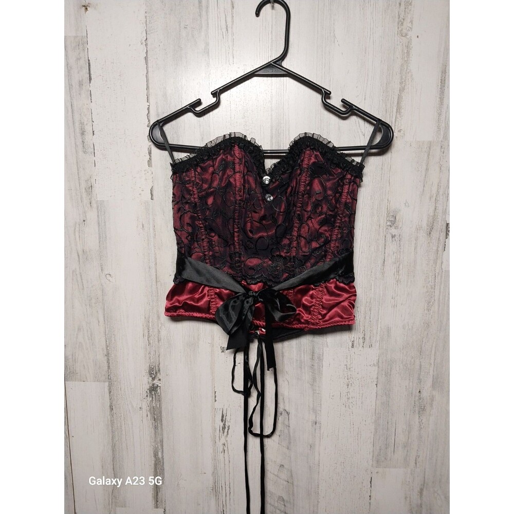 Coquette Black Lace And Satin Corset Top Size Large